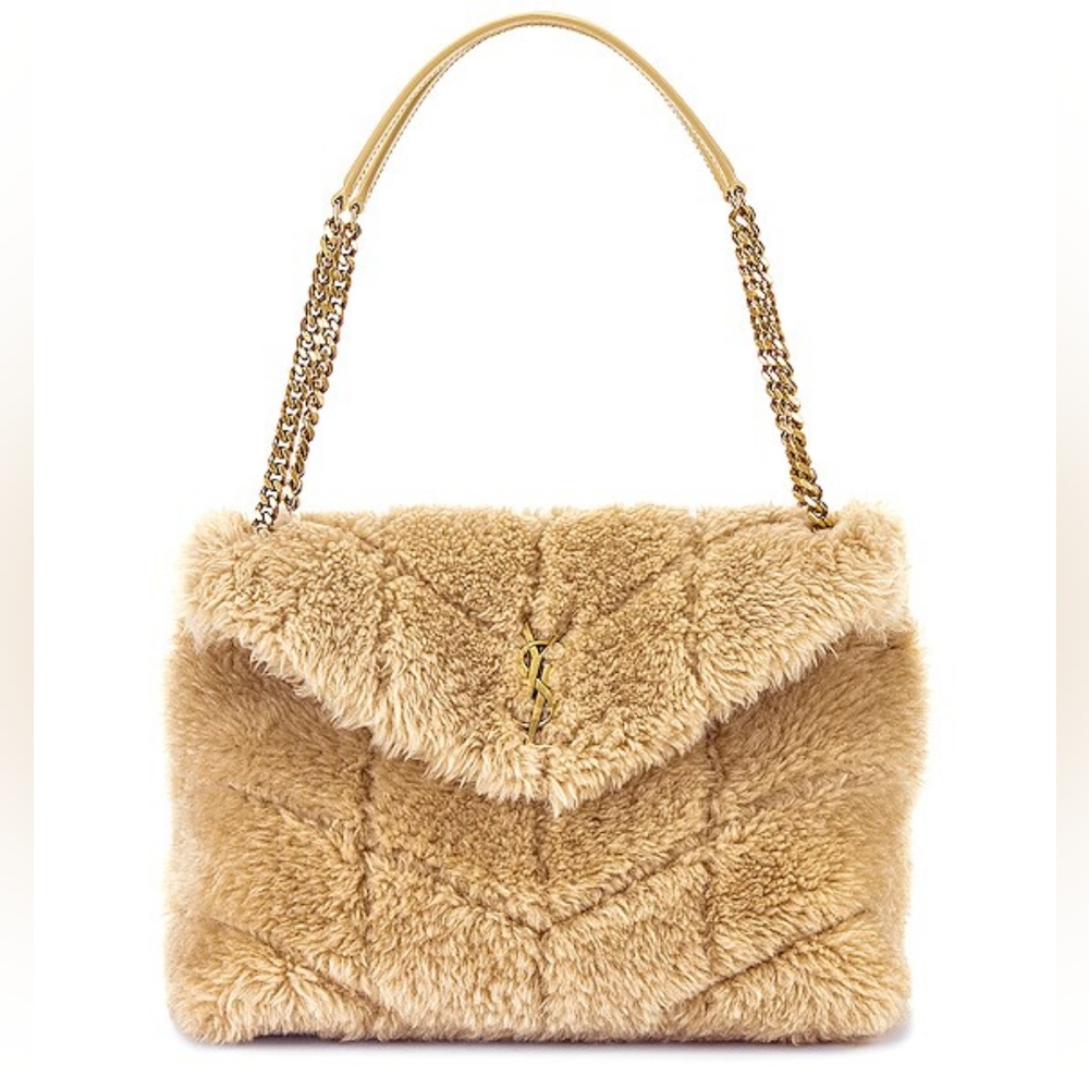 MSRP$4,100 Rare YSL SAINT LAURENT CREAM PUFFER LARGE FUR SHEARLING SHOULDER - Picture 4 of 17